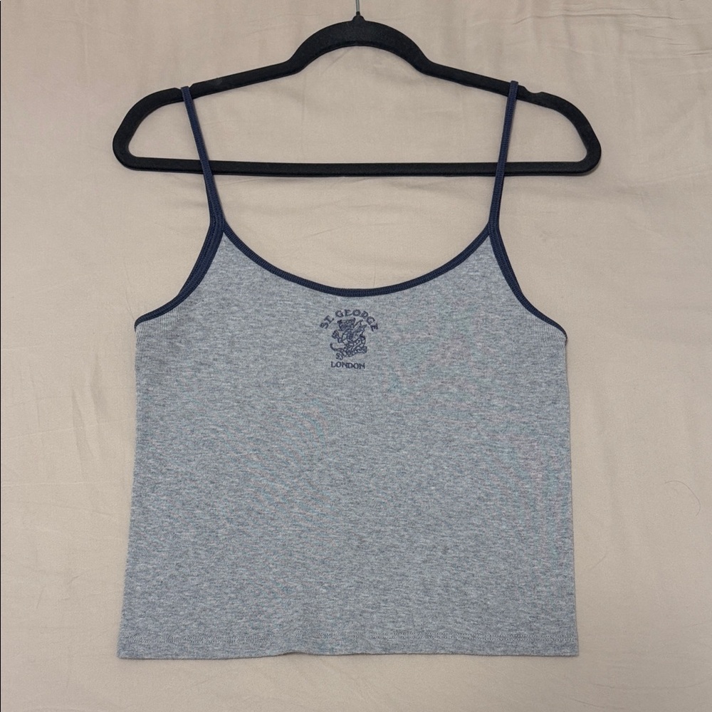 Brandy Melville Gray Tank Top with Navy Accents